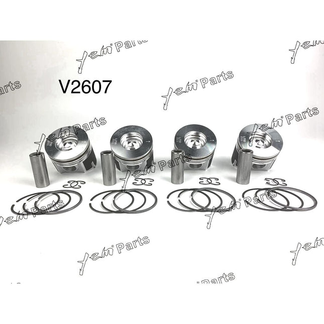 Piston + Ring Kit Set STD 87mm For Kubota V2607 Engine Parts