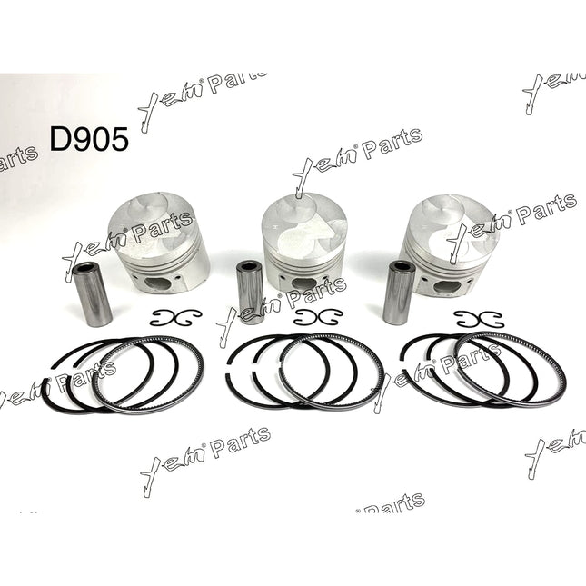 Piston + Ring Kit Set STD 72mm For Kubota D905 x3 PCS Engine Parts