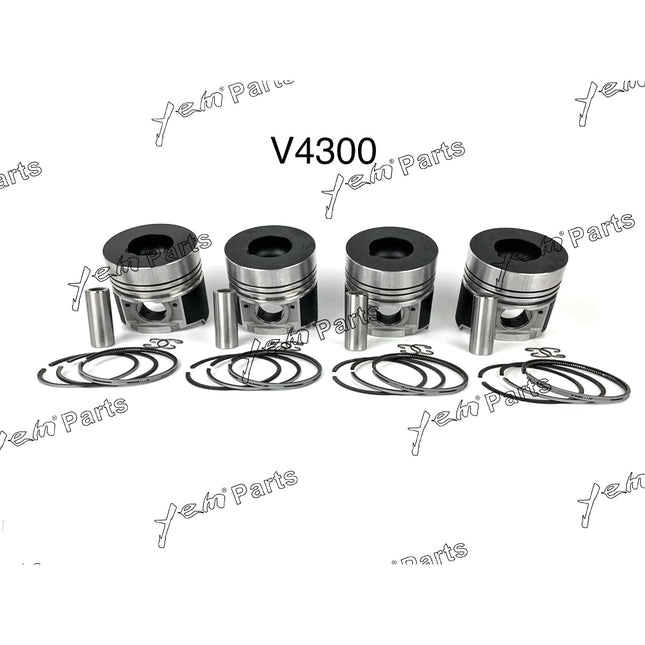 Piston + Ring Kit Set STD 109mm For Kubota V4300 (16132-21110) x4 PCS Engine Parts