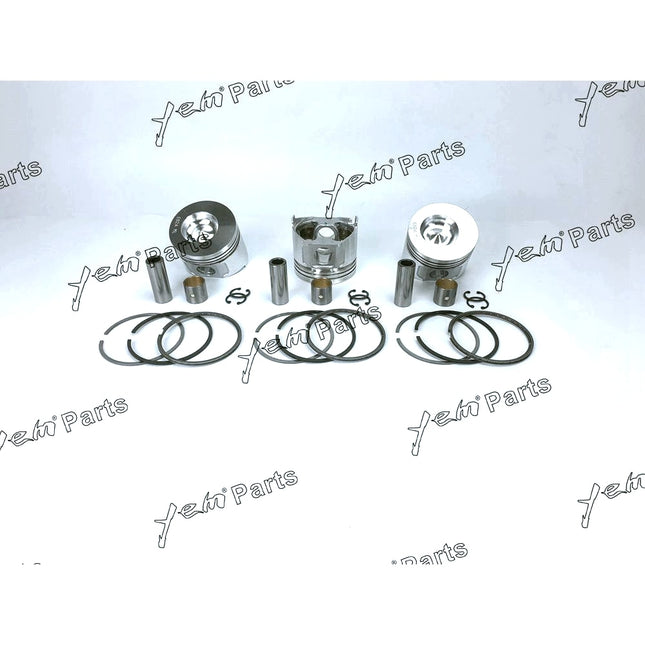 3 Sets STD Piston Set (Clip & Pin) With Rings For Yanmar 3TNE82 3TNE82A engine