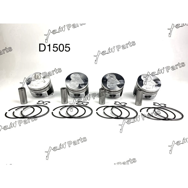 Piston + Ring Kit Set Oversize 78.5mm ( + 0.50mm) For Kubota V1505-T x4PCS Engine Parts