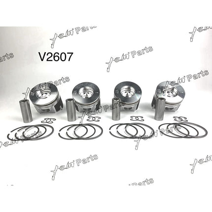 Piston + Ring Kit Set STD 87mm For Kubota V2607 Engine Parts