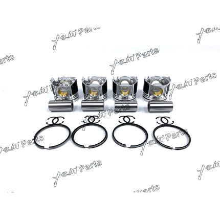 4 Sets STD Piston ( Clip & Pin) & Ring For Yanmar Komatsu 4TNE106 Engine S4D106