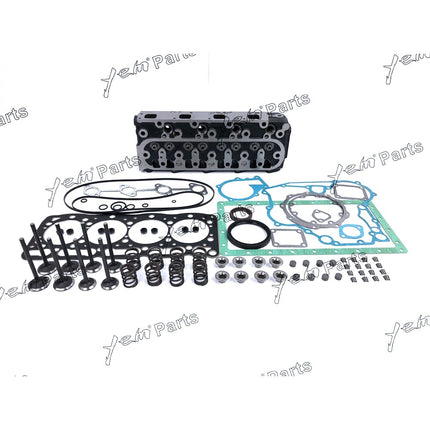 For Kubota V1305 Cylinder Head With Valve Train Kit Full Gasket 4X Glow plugs