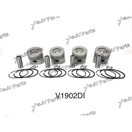 Pistons + Rings Set Kit Oversize 85mm ( + 0.50mm) For Kubota V1902 x4 PCS Engine Parts