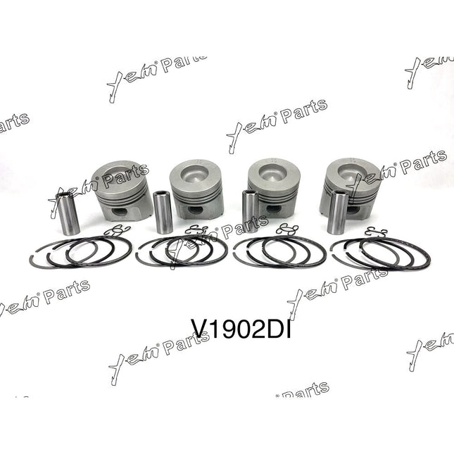 Pistons + Rings Set Kit Oversize 85mm ( + 0.50mm) For Kubota V1902 x4 PCS Engine Parts