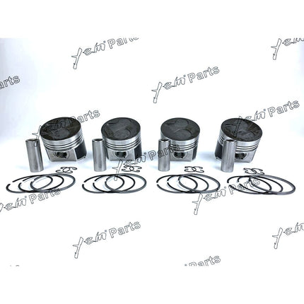 Vortex New 4 Sets For Kubota Engine V2203 STD Piston Set (Pin & Clip) with Rings