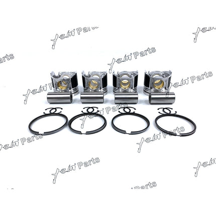 4 Sets STD Piston ( Clip & Pin) & Ring For Yanmar Komatsu 4TNE106 Engine S4D106