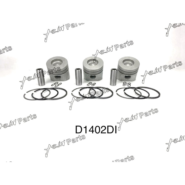 Pistons + Rings Set Kit Oversize 85mm ( + 0.50mm) For Kubota D1402 x3 PCS Engine Parts