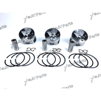 3 Sets STD Piston Set (Pin & Clip) with Rings For Kubota D902 Engine BX2230D