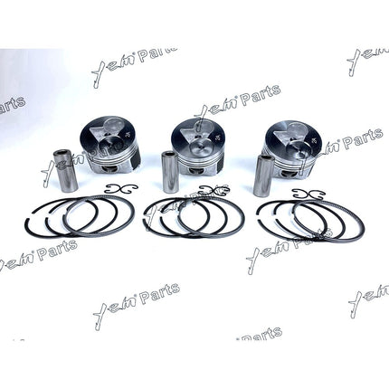 3 Sets STD Piston Set (Pin & Clip) with Rings For Kubota D902 Engine BX2230D