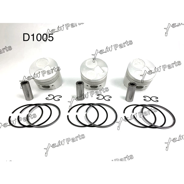 Piston + Ring Kit Set STD 76mm For Kubota D1005 x3 PCS Engine Parts