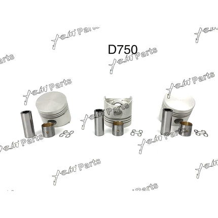 Pistons Set STD 68mm For Kubota ZB500 / D750 x3 PCS Engine Parts