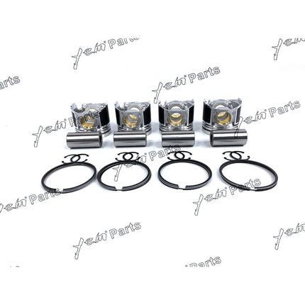 4 Sets STD Piston ( Clip & Pin) & Ring For Yanmar Komatsu 4TNE106 Engine S4D106