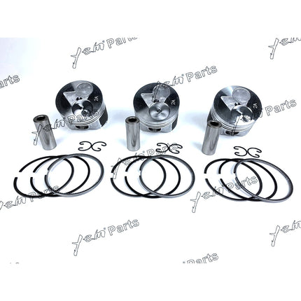 3 Sets STD Piston Set (Pin & Clip) with Rings For Kubota D902 Engine BX2230D