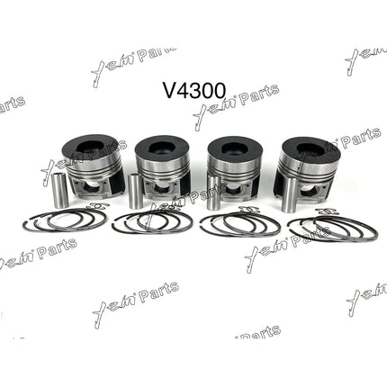 Piston + Ring Kit Set STD 109mm For Kubota V4300 (16132-21110) Engine Parts