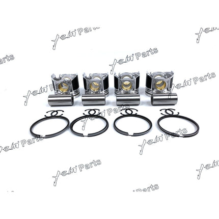 4 Sets STD Piston ( Clip & Pin) & Ring For Yanmar Komatsu 4TNE106 Engine S4D106