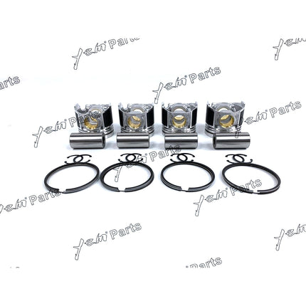 4 Sets STD Piston ( Clip & Pin) & Ring For Yanmar Komatsu 4TNE106 Engine S4D106