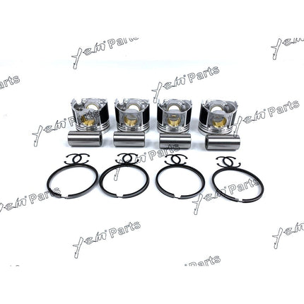 4 Sets STD Piston ( Clip & Pin) & Ring For Yanmar Komatsu 4TNE106 Engine S4D106