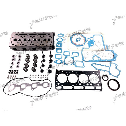 For Kubota V2203 Cylinder Head With Valve Train Kit Full Gasket 4X Glow plugs