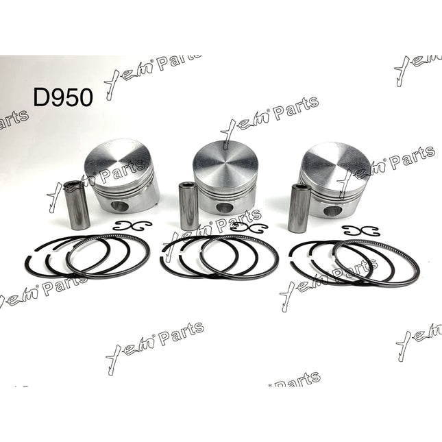 Piston + Ring Kit Set Oversize 75mm ( + 0.50mm) For Kubota D950 x3 PCS Engine Parts