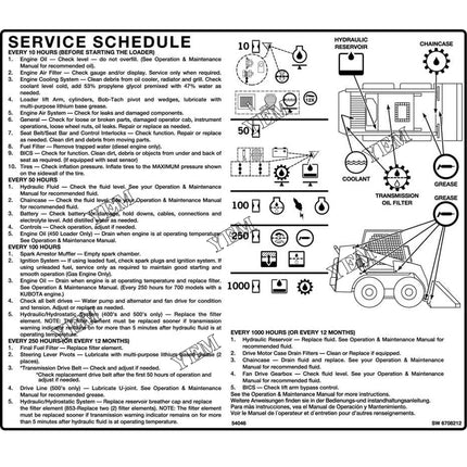 Service Decal Part # 6708212 For Bobcat Parts