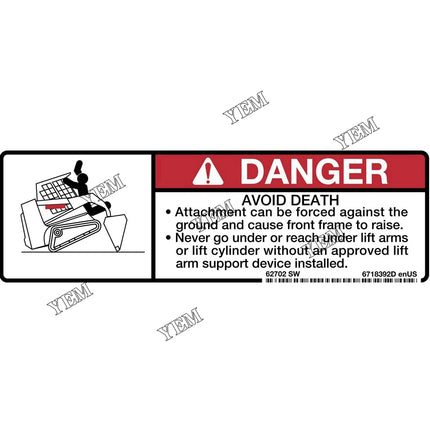 Danger Decal Part # 6718392 For Bobcat Parts