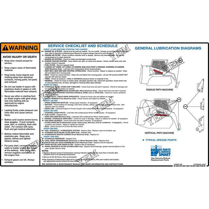 Service Decal Part # 6734534 For Bobcat Parts