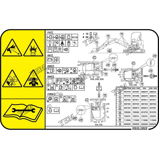 Service Decal Part # 7238019 For Bobcat Parts