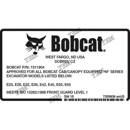 Special Application Decal Part # 7355636 For Bobcat Parts
