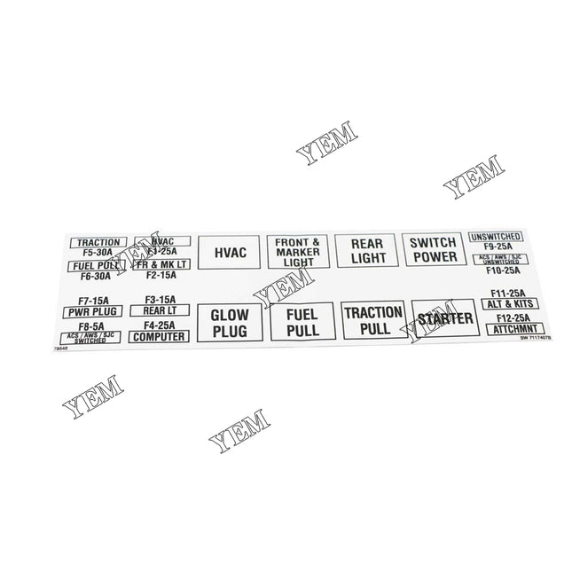 Decal Fuse Relay Part # 7117407 For Bobcat Parts