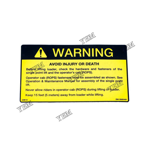 6565491 Safety Decal For Bobcat Loaders