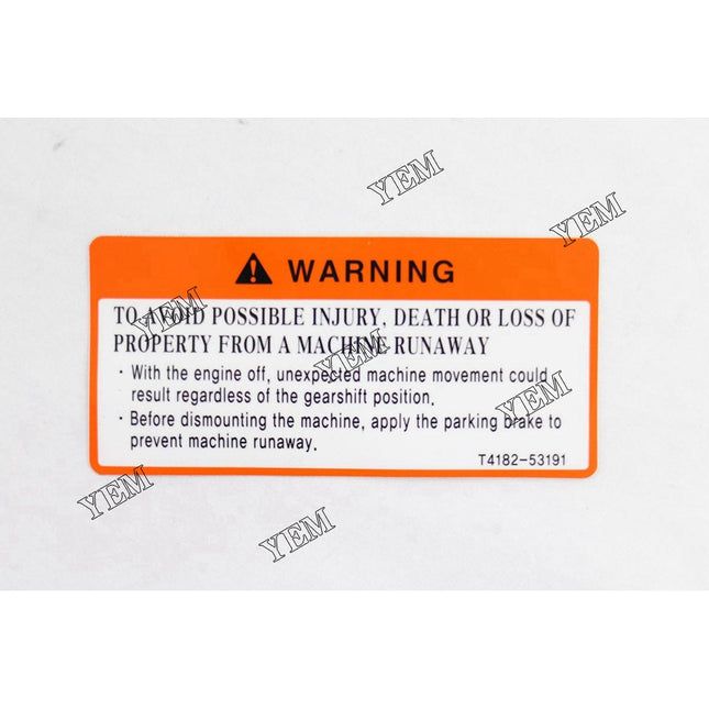 Parking Brake Safety Decal Part # 7385613 For Bobcat Parts