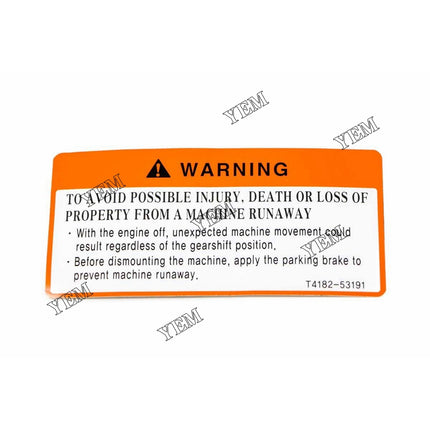 Parking Brake Safety Decal Part # 7385613 For Bobcat Parts