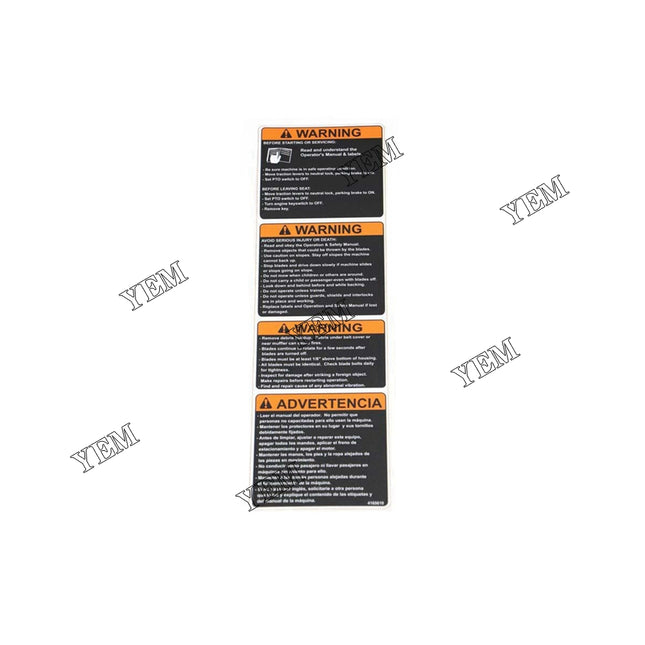 Decal Warning Part # 4165610 For Bobcat Parts