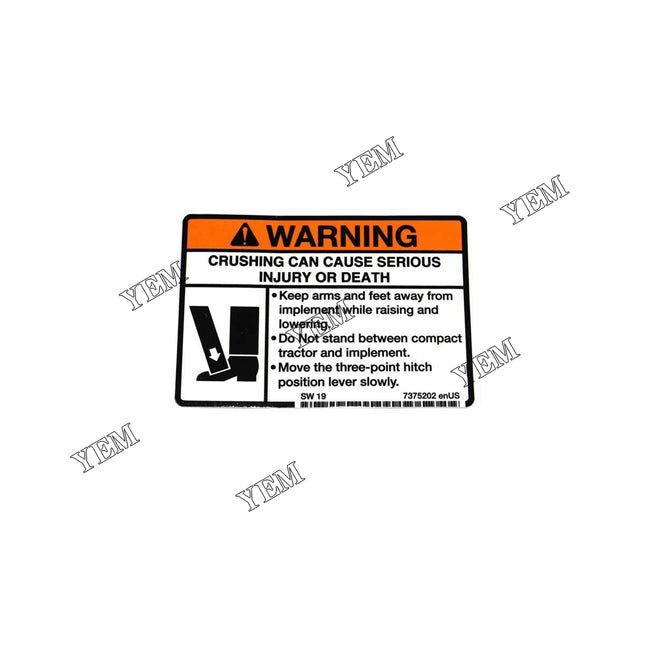 7375202 Warning Decal For Bobcat Tractors
