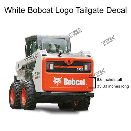 White Bobcat Logo Tailgate Decal Part # 6735901 For Bobcat Parts