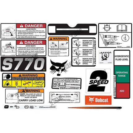 6990149 S770 Model Internal and External Decal Kit For Bobcat Skid Steer Loaders