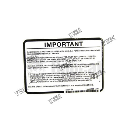 Spark Arrestor Safety Decal Part # 6560573 For Bobcat Parts